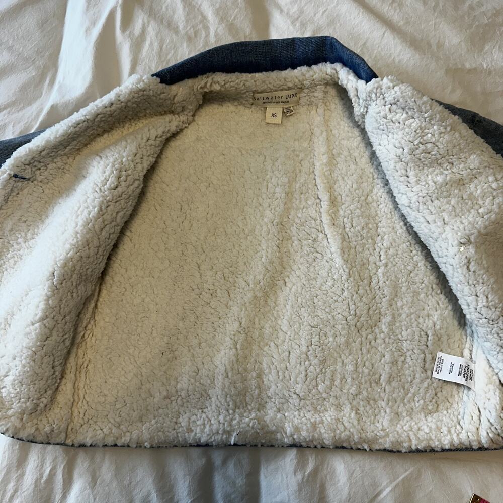 Saltwater Luxe LA Cotton Sherpa Jean Jacket XS - Picture 10 of 13